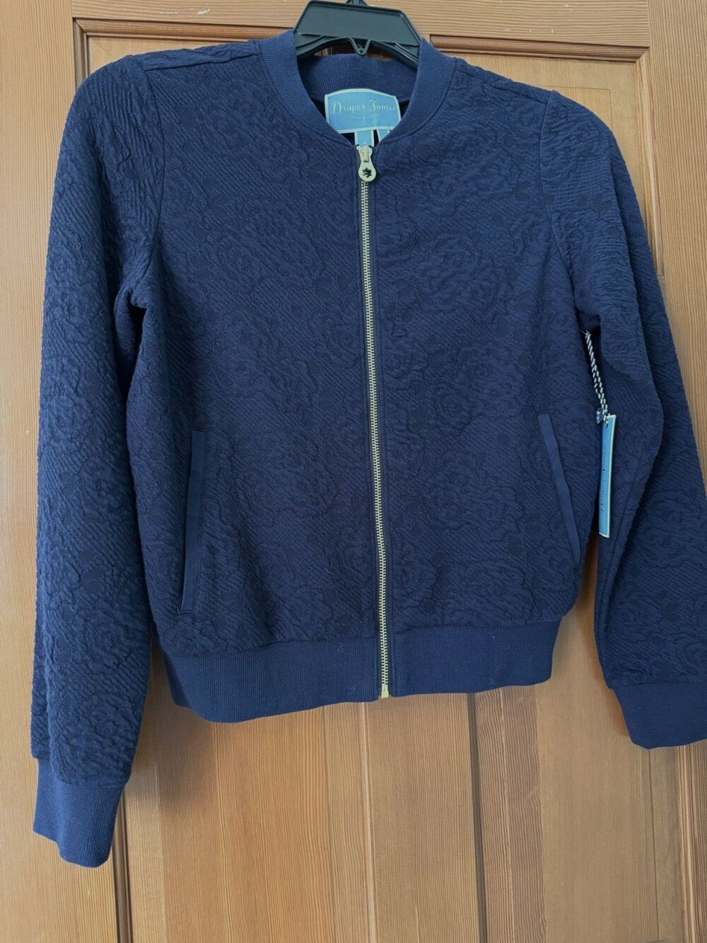 DRAPER JAMES Navy Crewneck Cardigan Sweater Knit Jogger Jacket Size S NEW
